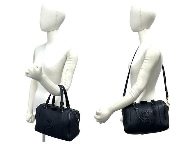 LOEWE Vintage Anagram Logo Leder 2-Way Handtasche Schwarz - Ansicht 2