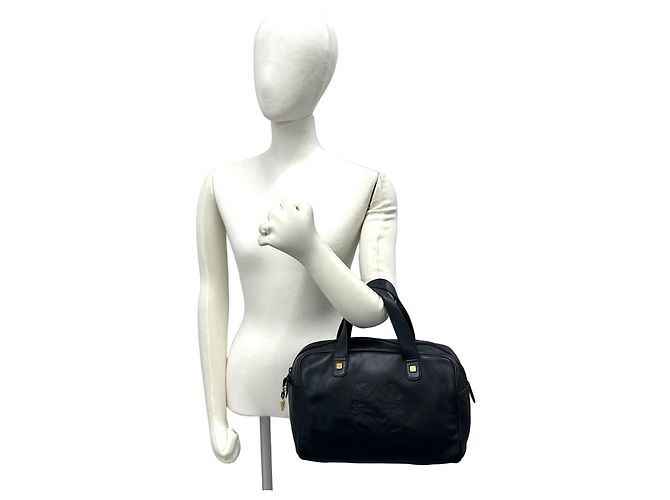 Loewe Vintage Amazona 28 Anagram Lederhandtasche Schwarz - Ansicht 2