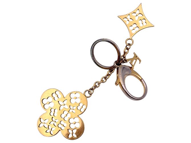 Louis Vuitton Portachiavi e charm per borsa Fleur de Monogram in metallo dorato D'oro - vista 3