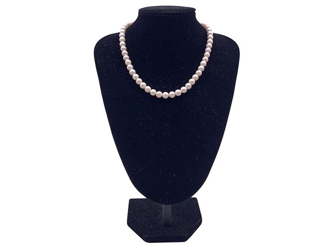 Autre Marque Collar de perlas Akoya blancas 8.5 mm ovalado con cierre de plata cm 42 Blanco - vista 3