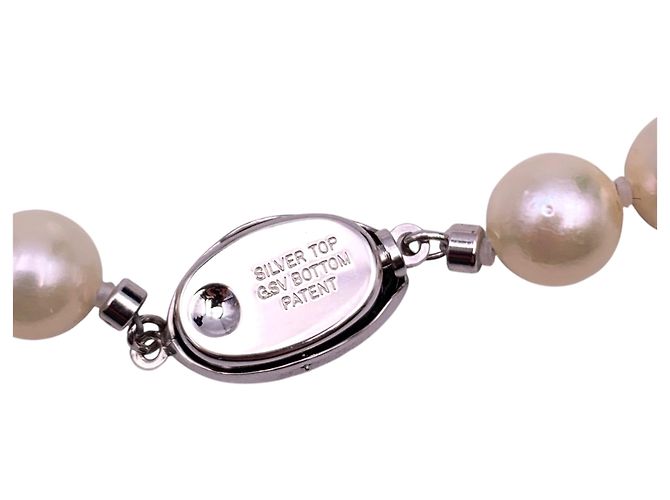 Autre Marque Collar de perlas Akoya blancas 8.5 mm ovalado con cierre de plata cm 42 Blanco - vista 5
