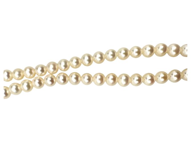 Autre Marque Collana lunga in perle d'acqua dolce bianche 7mm con chiusura a fiore argentata cm 135 Bianco - vista 5
