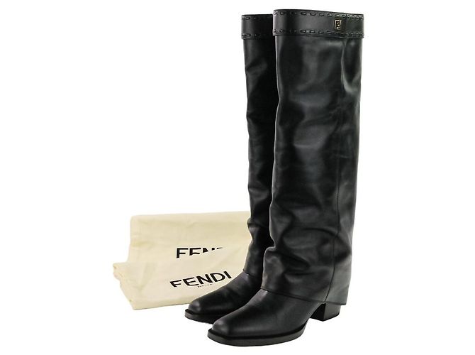 Fendi Minerva Lederstiefel Schwarz - Ansicht 14