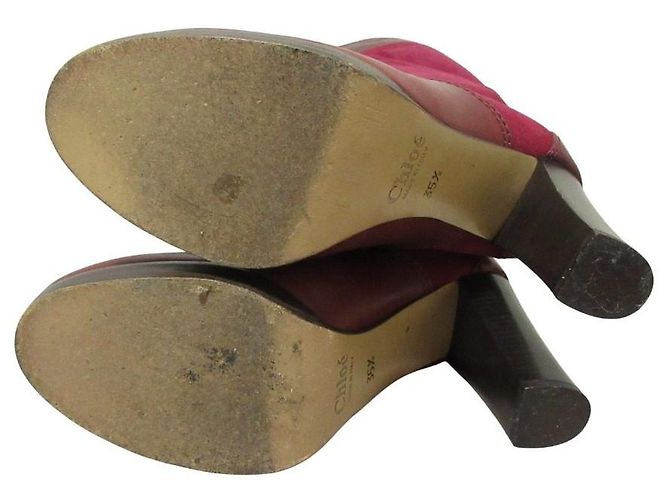 Chloé Botas largas de cuero gamuza Chloe Castaño Burdeos - vista 10