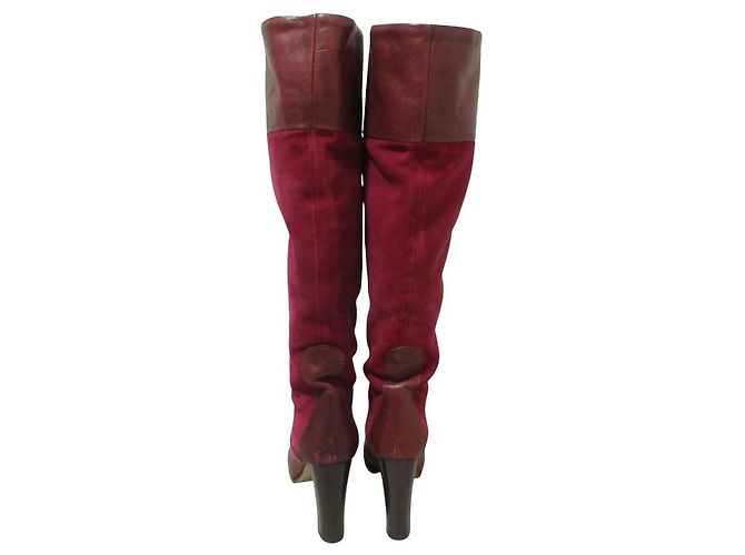 Chloé Botas largas de cuero gamuza Chloe Castaño Burdeos - vista 2