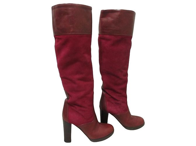 Chloé Botas largas de cuero gamuza Chloe Castaño Burdeos - vista 3