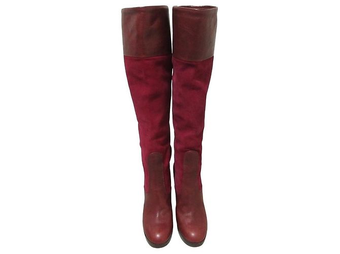 Chloé Botas largas de cuero gamuza Chloe Castaño Burdeos - vista 5