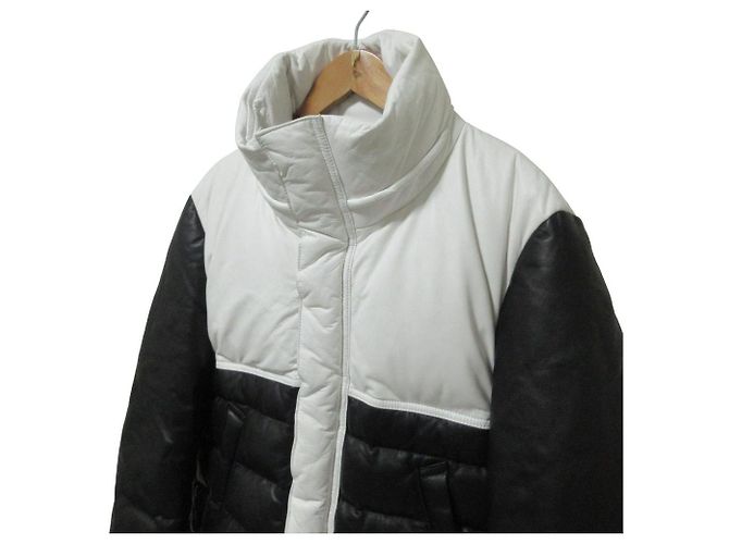 Autre Marque Chaqueta de Plumas de Cuero Coal Black Negro Blanco - vista 4
