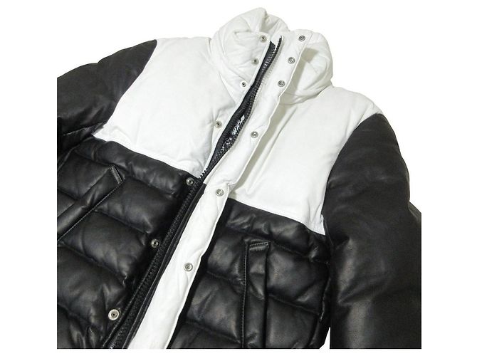 Autre Marque Chaqueta de Plumas de Cuero Coal Black Negro Blanco - vista 5