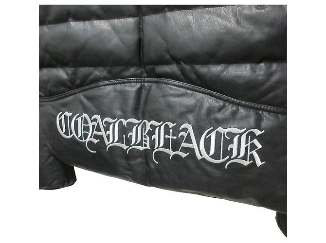Autre Marque Chaqueta de Plumas de Cuero Coal Black Negro Blanco - vista 6