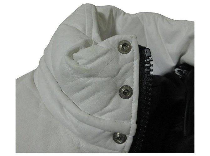 Autre Marque Chaqueta de Plumas de Cuero Coal Black Negro Blanco - vista 8