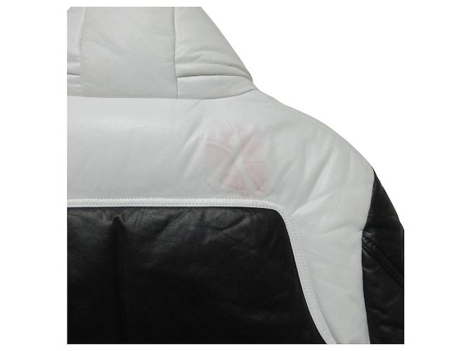 Autre Marque Chaqueta de Plumas de Cuero Coal Black Negro Blanco - vista 9