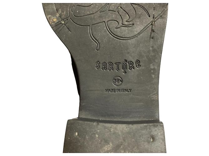 Autre Marque Sartore Leder-Wildleder-Stiefel Schwarz - Ansicht 10