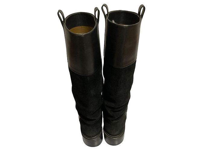 Autre Marque Sartore Leder-Wildleder-Stiefel Schwarz - Ansicht 3