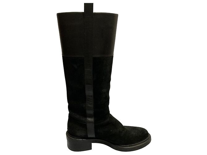 Autre Marque Sartore Leder-Wildleder-Stiefel Schwarz - Ansicht 4