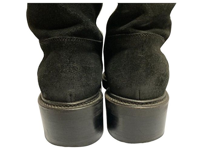 Autre Marque Sartore Leder-Wildleder-Stiefel Schwarz - Ansicht 7