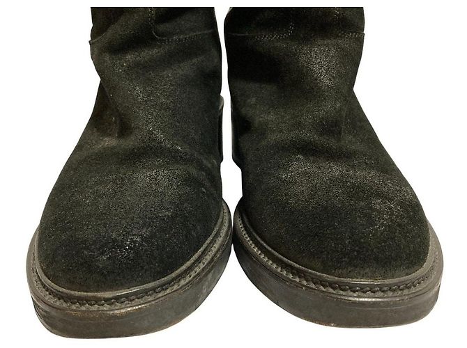Autre Marque Sartore Leder-Wildleder-Stiefel Schwarz - Ansicht 8