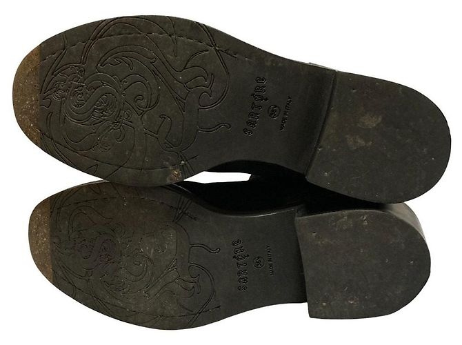 Autre Marque Sartore Leder-Wildleder-Stiefel Schwarz - Ansicht 9