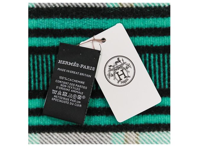 Hermès Hermes Stola Sciarpa Grande in Cashmere Verde - vista 11