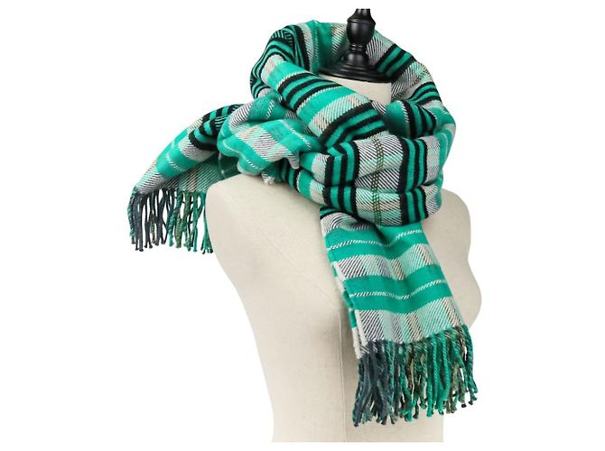 Hermès Hermes Stola Sciarpa Grande in Cashmere Verde - vista 2