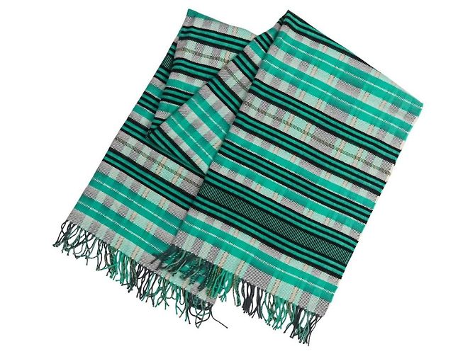 Hermès Hermes Stola Sciarpa Grande in Cashmere Verde - vista 5