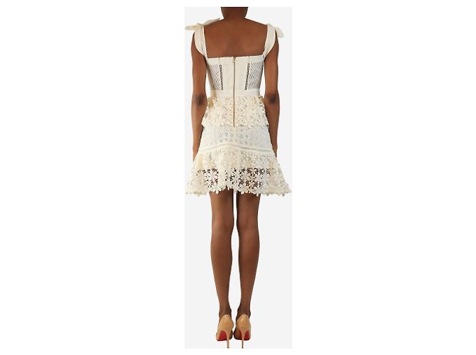 Self portrait Mini vestido de encaje floral blanco - size UK 8 - vista 2