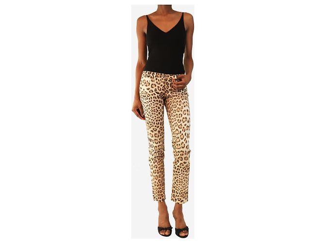 Roberto Cavalli Pantalones con estampado de leopardo adornados marrones - size S Castaño - vista 2