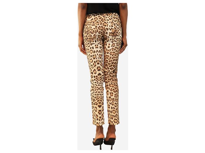 Roberto Cavalli Pantalones con estampado de leopardo adornados marrones - size S Castaño - vista 3