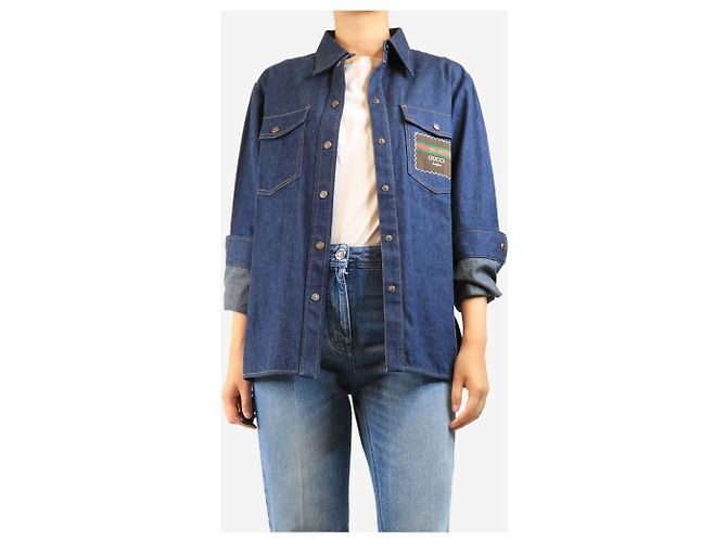 Gucci Camicia in denim blu - size UK 14 - vista 3