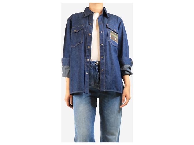 Gucci Camicia in denim blu - size UK 14 - vista 4