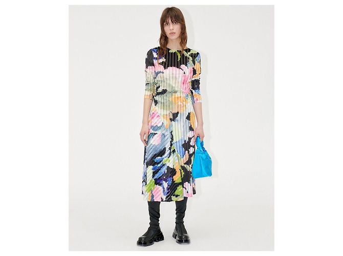 Autre Marque Stine Goya Blackley Blumenstreifen Samtkleid Mehrfarben - Ansicht 2