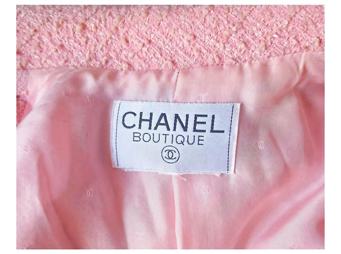 Giacca Chanel in Tweed Rosa e Bianca Bianco - vista 10