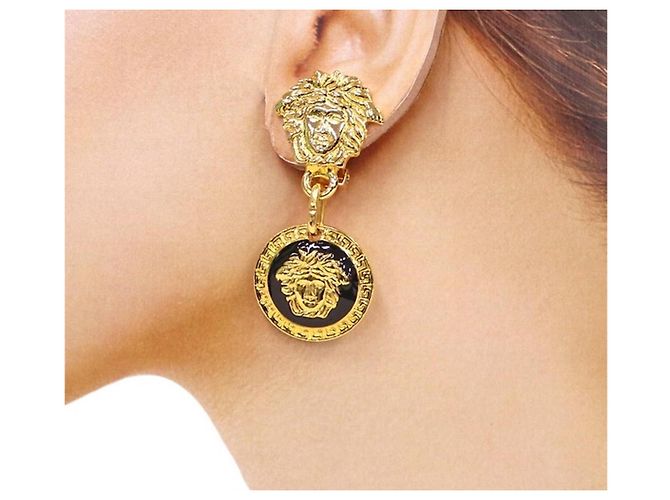 Versace Pendientes de clip Medusa Negro Dorado - vista 12