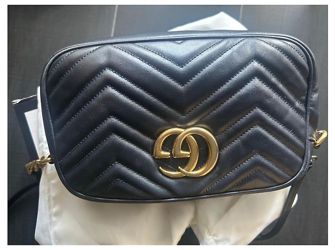 Borsa Gucci Marmont Camera Bag in pelle nera Nero - vista 12