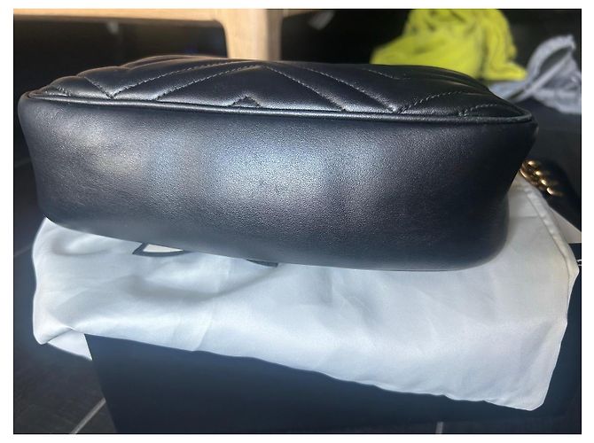 Borsa Gucci Marmont Camera Bag in pelle nera Nero - vista 13