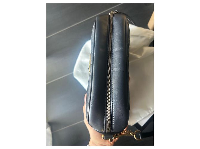 Borsa Gucci Marmont Camera Bag in pelle nera Nero - vista 15