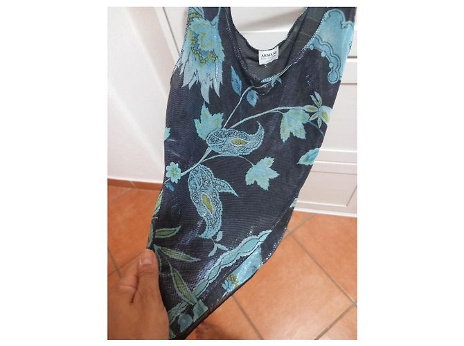 Autre Marque Armani Collezioni Top Estampa Floral Preto Azul Multicor Verde - vista 4