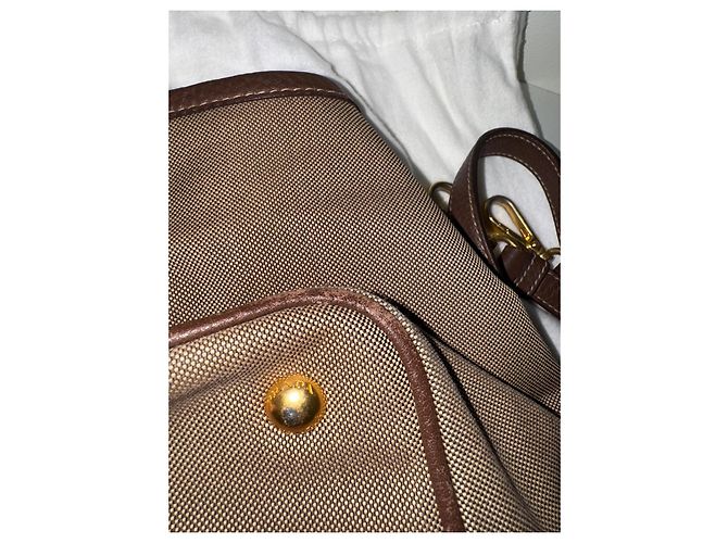 Borsa Prada in tela e pelle marrone - vista 10