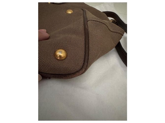 Borsa Prada in tela e pelle marrone - vista 7