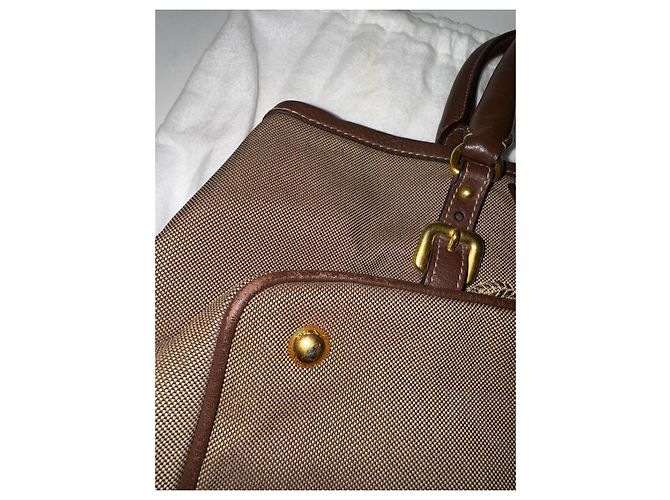 Borsa Prada in tela e pelle marrone - vista 9