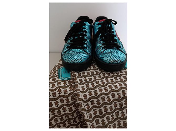 Gucci Ace Interlocking G Metallic Snakeskin – Taglia 36.5 – Full Set Rosso Turchese - vista 11