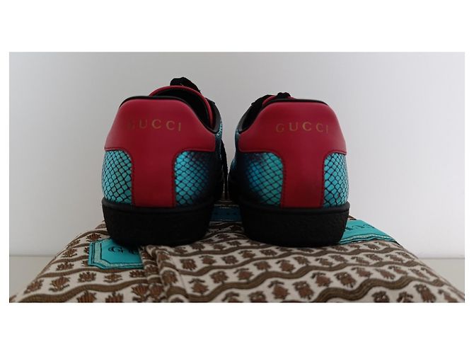 Gucci Ace Interlocking G Metallic Snakeskin – Taglia 36.5 – Full Set Rosso Turchese - vista 6