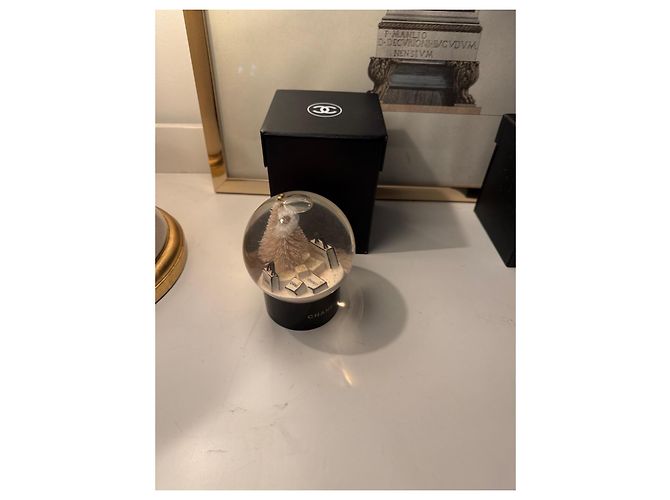 Chanel Christmas Snow Globe with Original Box Black White Beige - view 9