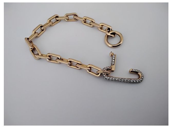 Autre Marque 18 Karat Goldarmband mit länglicher Diamantverschluss Golden - Ansicht 4
