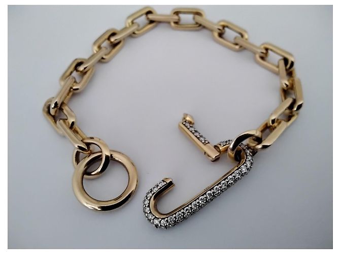 Autre Marque 18 Karat Goldarmband mit länglicher Diamantverschluss Golden - Ansicht 8
