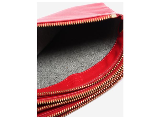 Céline Borsa a tracolla trio case in pelle rossa Rosso - vista 10
