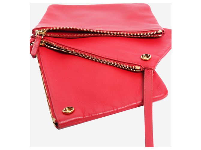 Céline Borsa a tracolla trio case in pelle rossa Rosso - vista 11