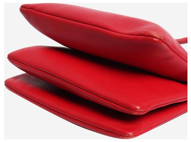 Céline Borsa a tracolla trio case in pelle rossa Rosso - vista 3