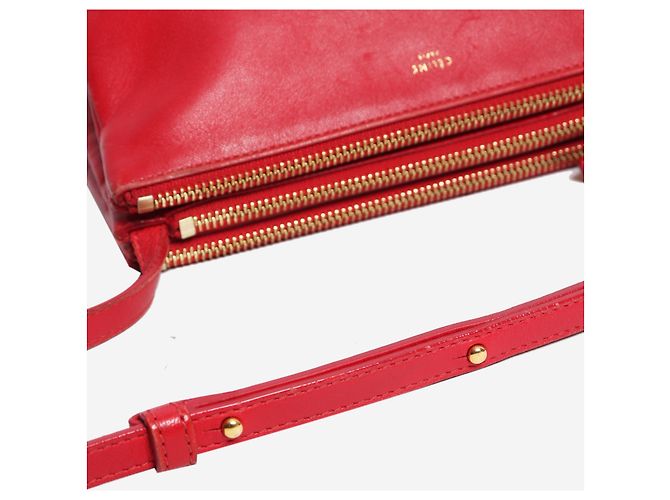 Céline Borsa a tracolla trio case in pelle rossa Rosso - vista 4
