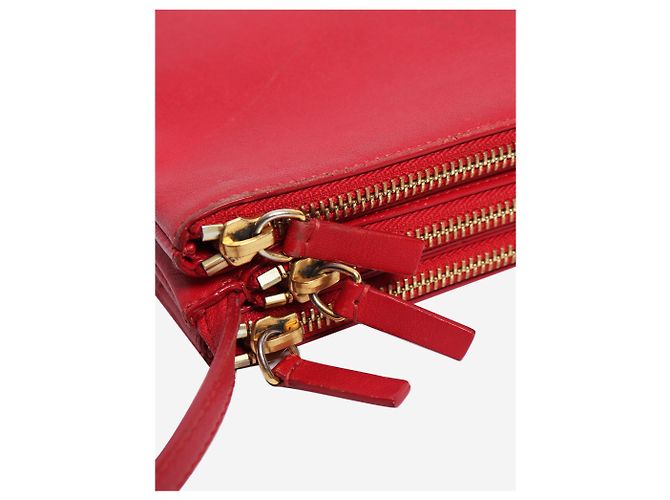 Céline Borsa a tracolla trio case in pelle rossa Rosso - vista 5